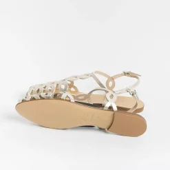 Anna F. - Sandali Bassi 3628 - Laminato Platino<Collezione Scarpe Donna Cerimonia - Scarpe E Pochette