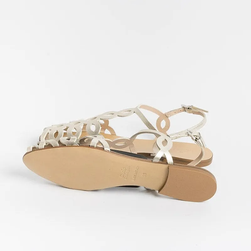 Anna F. - Sandali Bassi 3628 - Laminato Platino<Collezione Scarpe Donna Cerimonia - Scarpe E Pochette