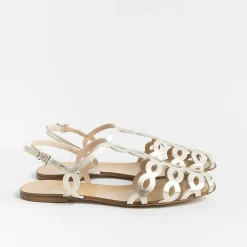 Anna F. - Sandali Bassi 3628 - Laminato Platino<Collezione Scarpe Donna Cerimonia - Scarpe E Pochette