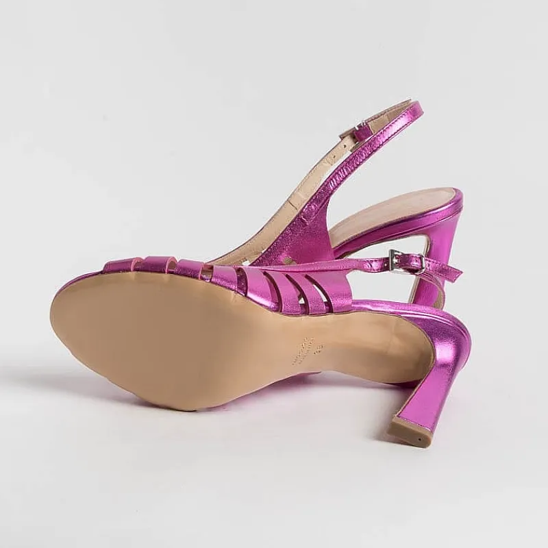 Anna F. - Sandali Con Tacco- 3656 - Laminato Fucsia<Collezione Scarpe Donna Sandali Con Tacco