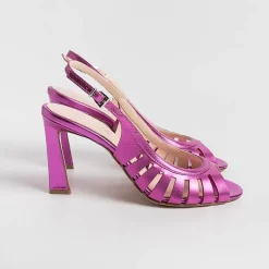 Anna F. - Sandali Con Tacco- 3656 - Laminato Fucsia<Collezione Scarpe Donna Sandali Con Tacco