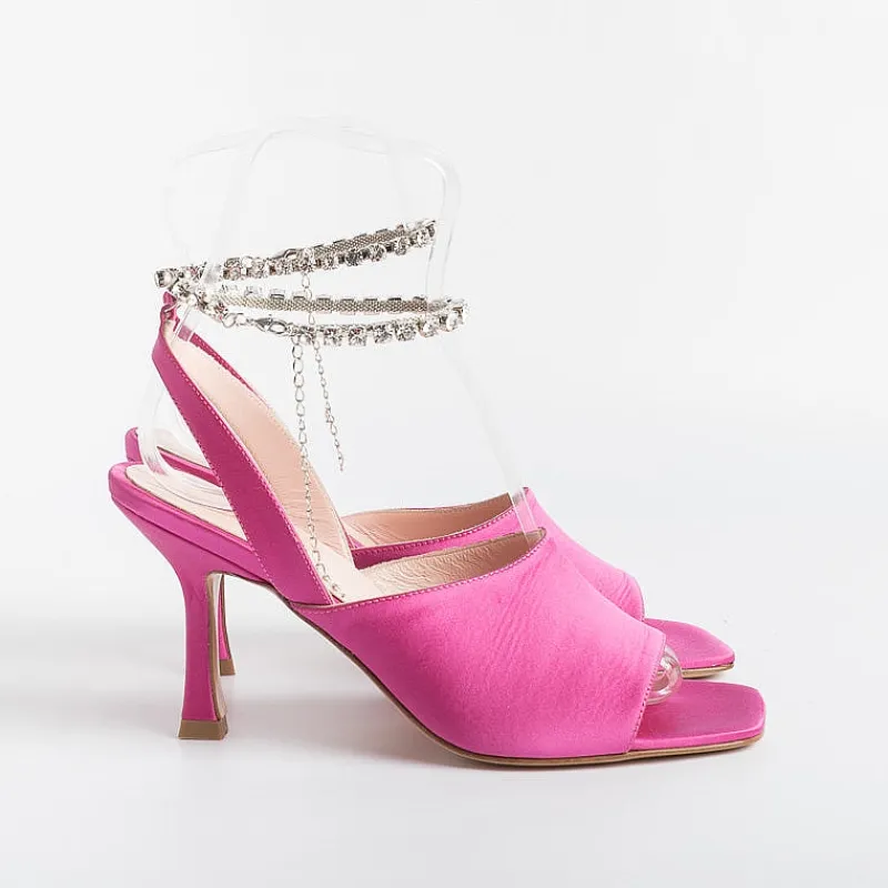 Anna F. Anna F - Sandali Con Tacco- 3416 - Raso Fuxia<Collezione Scarpe Donna Sandali Con Tacco
