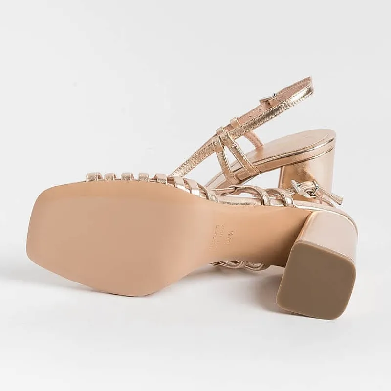 Anna F. - Sandali Con Tacco - 3623 - Laminato Cipria<Collezione Scarpe Donna Sandali Con Tacco