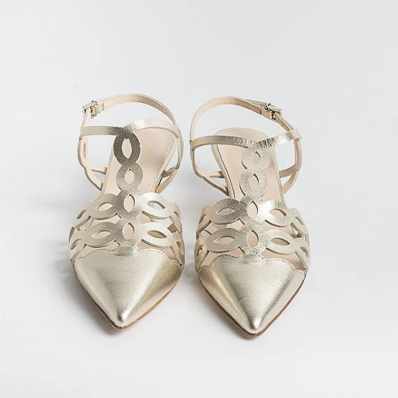 Anna F. - Sling Back - 1483 - Laminato Platino<Collezione Scarpe Donna Sposa