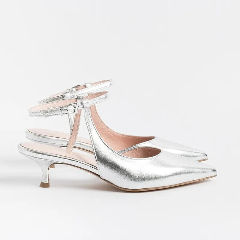 Anna F. - Slingback - 1411 - Laminato Argento<Collezione Scarpe Donna Sposa