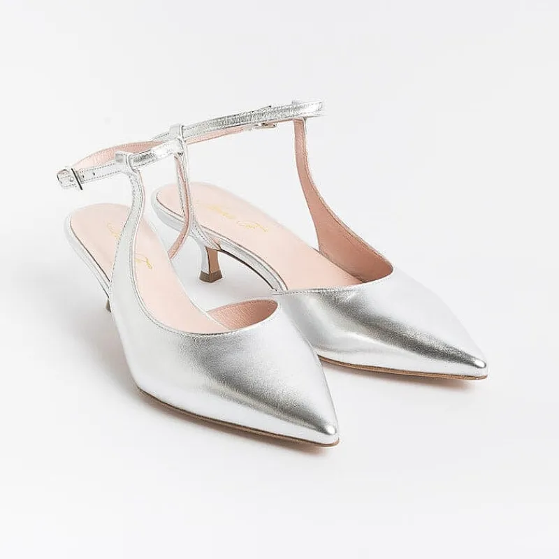 Anna F. - Slingback - 1411 - Laminato Argento<Collezione Scarpe Donna Sposa