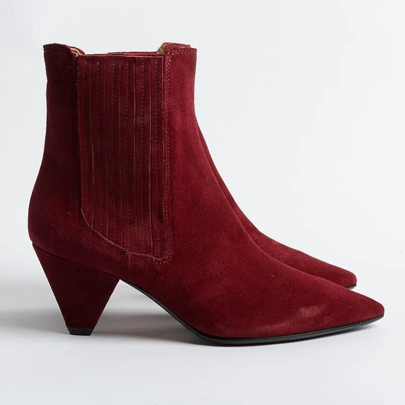 Anna F. Anna F - Stivaletto - 9884 - Velour Carminio<Collezione Scarpe Donna Stivaletti