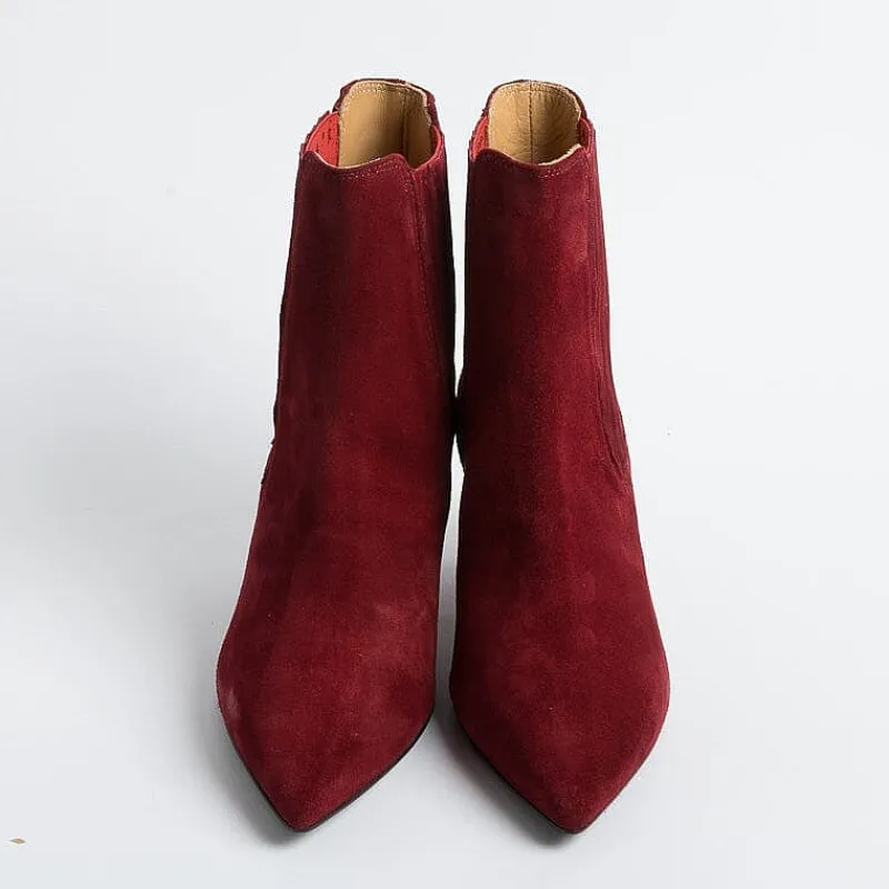 Anna F. Anna F - Stivaletto - 9884 - Velour Carminio<Collezione Scarpe Donna Stivaletti