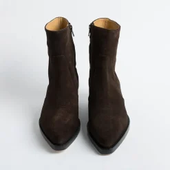 Anna F. Anna F - Stivaletto Texano - 9677 - Velour Testa Di Moro<Collezione Scarpe Donna Stivaletti