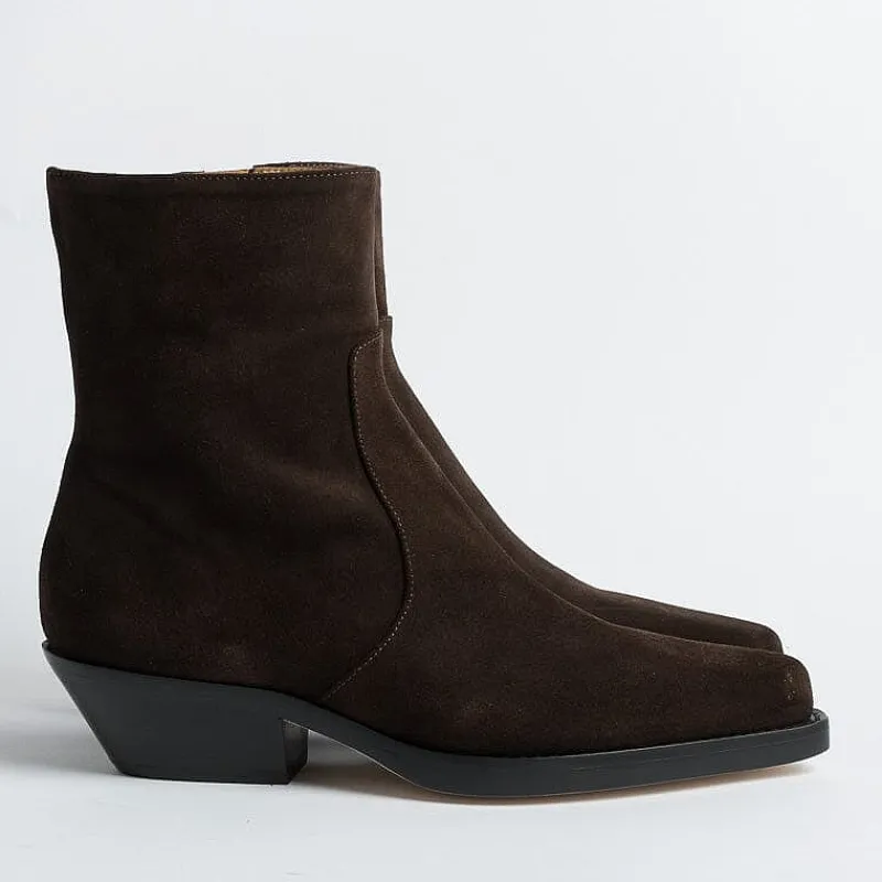 Anna F. Anna F - Stivaletto Texano - 9677 - Velour Testa Di Moro<Collezione Scarpe Donna Stivaletti
