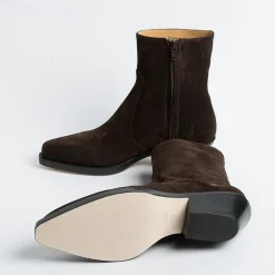 Anna F. Anna F - Stivaletto Texano - 9677 - Velour Testa Di Moro<Collezione Scarpe Donna Stivaletti