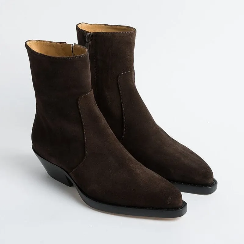 Anna F. Anna F - Stivaletto Texano - 9677 - Velour Testa Di Moro<Collezione Scarpe Donna Stivaletti
