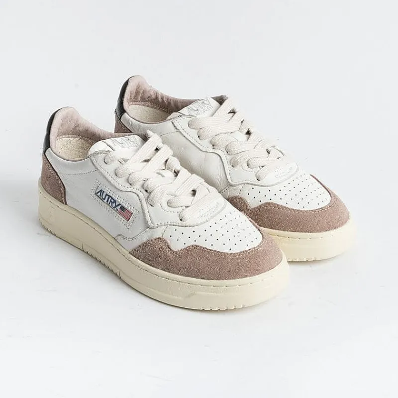 AUTRY - Collezione donna Autry - Aulw Gs20 - Sneakers - Low Wom Suede Leat - Bianco Tortora Nero<Collezione Scarpe Donna Sneakers