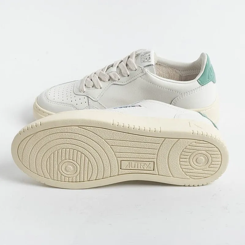AUTRY - Collezione donna Autry - Aulw Ll56 - Sneakers Low Wom All Leat - Bianco Verde Malachite<Collezione Scarpe Donna Sneakers