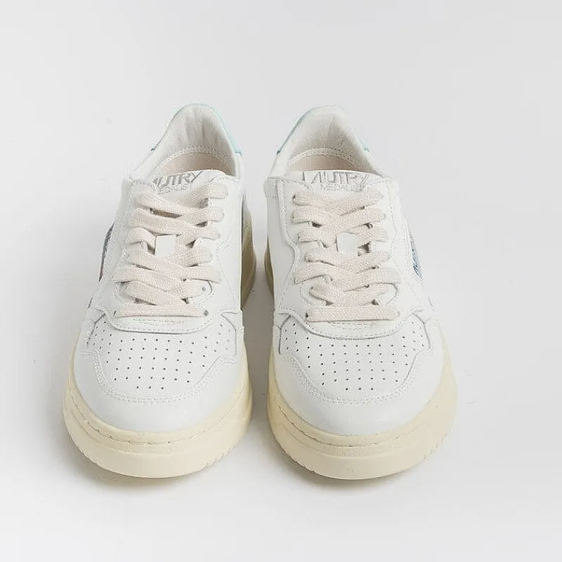 AUTRY - Collezione donna Autry - Aulw Ll49 -Sneakers Low Wom All Leat - Bianco Turchese<Collezione Scarpe Donna Sneakers