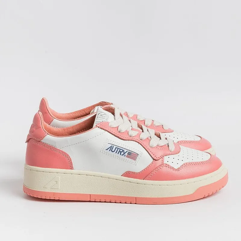 AUTRY - Collezione donna Autry - Aulw Wb22 -Sneakers Low Wom Leat - Bianco / Pesca<Collezione Scarpe Donna Sneakers