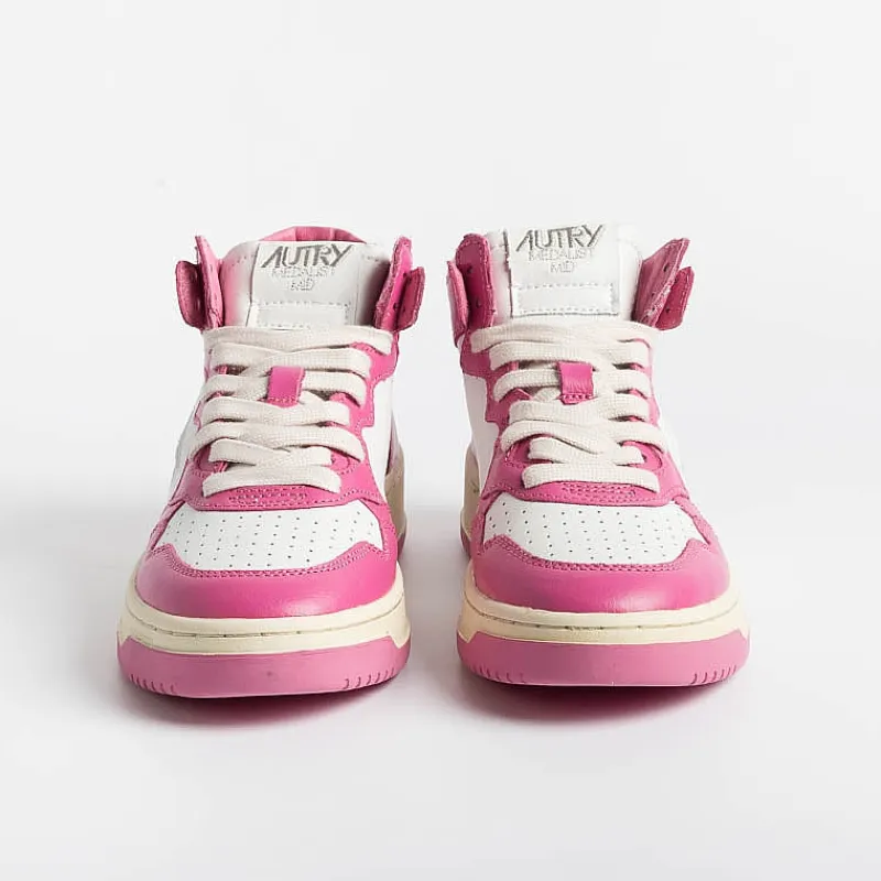 AUTRY - Collezione donna Autry - Aumw Wb14 - Sneakers Mid Wom Leat - Rosa Bubble<Collezione Scarpe Donna Sneakers