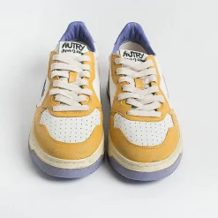 AUTRY - Collezione uomo Autry - Sneakers Avlm Cl03 - Low Man Crack Leat Vintage - Bianco Giallo Viola<Collezione Scarpe Uomo Sneakers