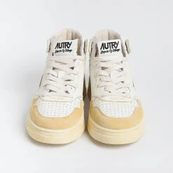AUTRY - Collezione donna Autry Avmw Yl01 - Sneakers Mid Wom Leat/Leat - Super Vintage - Bianco<Collezione Scarpe Donna Sneakers