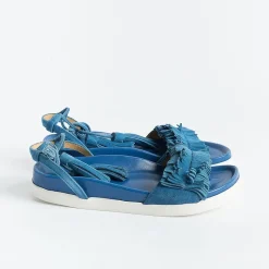 BY A - Sandali Bassi - 7070 - Camoscio Oltremare<Collezione Scarpe Donna Sandali Bassi