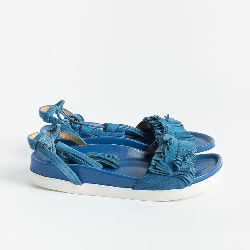 BY A - Sandali Bassi - 7070 - Camoscio Oltremare<Collezione Scarpe Donna Sandali Bassi