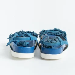 BY A - Sandali Bassi - 7070 - Camoscio Oltremare<Collezione Scarpe Donna Sandali Bassi