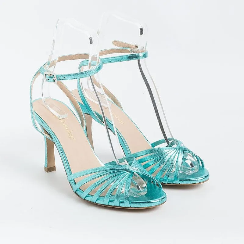 CAPPELLETTO 1948 Cappellettoshop - Sandali Con Tacco - Venere 14 - Laminato Azzurro<Collezione Scarpe Donna Sandali Con Tacco