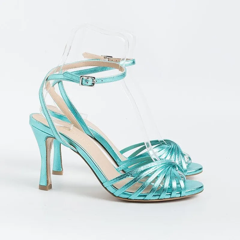 CAPPELLETTO 1948 Cappellettoshop - Sandali Con Tacco - Venere 14 - Laminato Azzurro<Collezione Scarpe Donna Sandali Con Tacco
