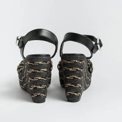 CASTAÑER Castaner - Sandali Con Tacco - Espadrillas - Joaquina - Nero Oro<Collezione Scarpe Donna Sandali Con Tacco