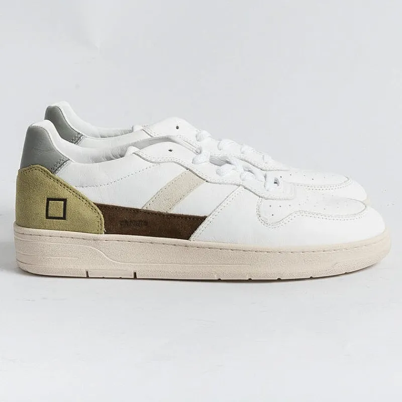 DATE - Sneakers - Court 2.0 - Vintage Calf White Army<Collezione Scarpe Uomo Sneakers