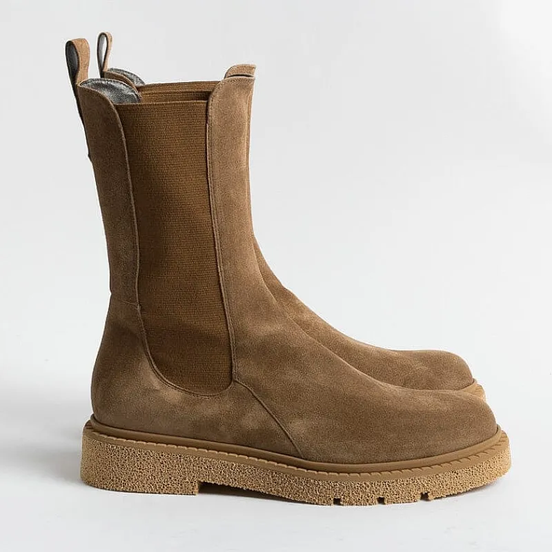 GUGLIELMO ROTTA - Stivaletto - Keith - Velour Nocciola<Collezione Scarpe Donna Stivaletti