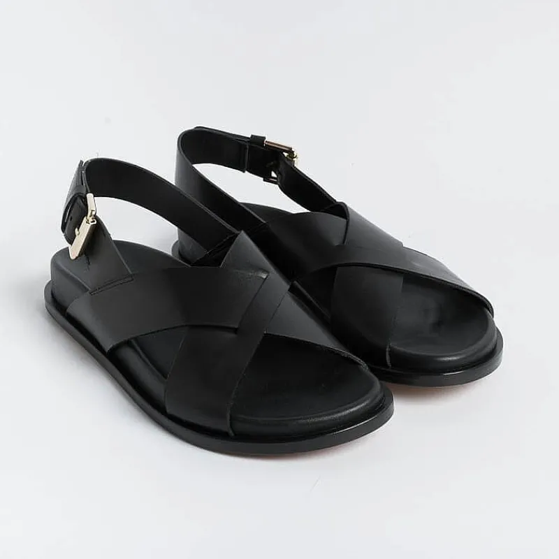 GUGLIELMO ROTTA -Sandali Bassi - Tilly - Pelle Nero<Collezione Scarpe Donna Sandali Bassi