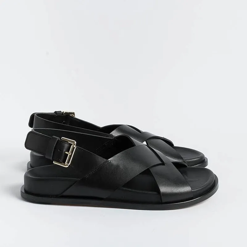 GUGLIELMO ROTTA -Sandali Bassi - Tilly - Pelle Nero<Collezione Scarpe Donna Sandali Bassi