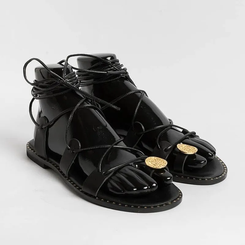 MAKIS KOTRIS - Sandali Bassi Infradito 04-306 - Nero<Collezione Scarpe Donna Infradito