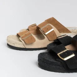 MANEBI - Sandali Bassi - Nordic Sandals - Beige Cuoio<Collezione Scarpe Donna Sandali Bassi