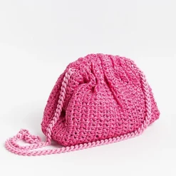 MARIA LA ROSA - Borsa A Tracolla - Mini Game Crochet - Fuchsia<Collezione Borse Donna Clutch