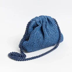 MARIA LA ROSA - Borsa A Tracolla - Mini Game Crochet - Blue<Collezione Borse Donna Borse A Tracolla