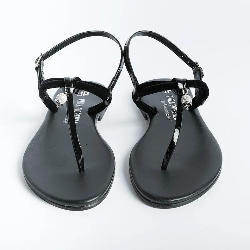 PAOLA FIORENZA - Sandali Bassi Infradito Bs05 Nodino - Velluto - Nero<Collezione Scarpe Donna Infradito
