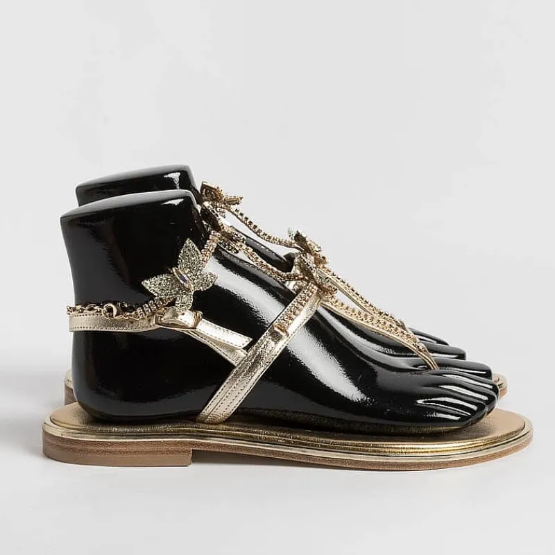 PAOLA FIORENZA - Sandali Bassi Infradito - Fb998 - Platino Farfalle<Collezione Scarpe Donna Sandali Bassi
