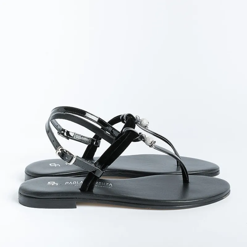 PAOLA FIORENZA - Sandali Bassi Infradito Bs05 Nodino - Velluto - Nero<Collezione Scarpe Donna Sandali Bassi