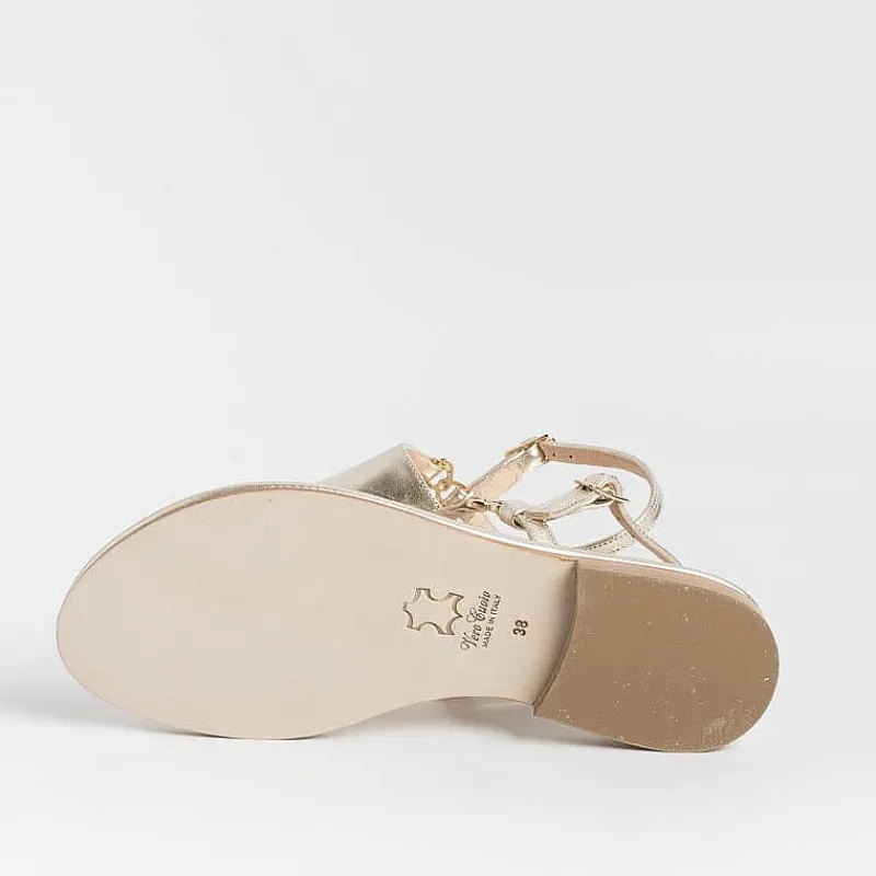PAOLA FIORENZA - Sandali Bassi Infradito Triangolo - Platino<Collezione Scarpe Donna Sandali Bassi