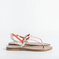 PAOLA FIORENZA - Sandali Bassi Infradito Triangolo - Corallo<Collezione Scarpe Donna Infradito