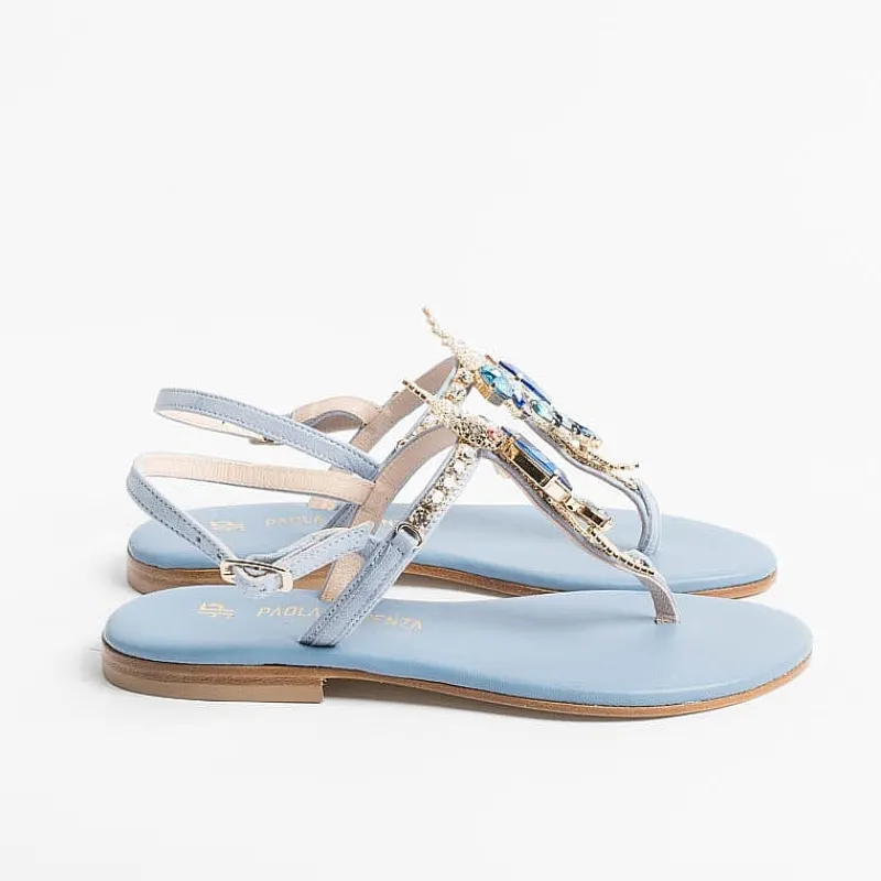PAOLA FIORENZA - Sandali Bassi Infradito - Fb955 Azzurro<Collezione Scarpe Donna Sandali Bassi