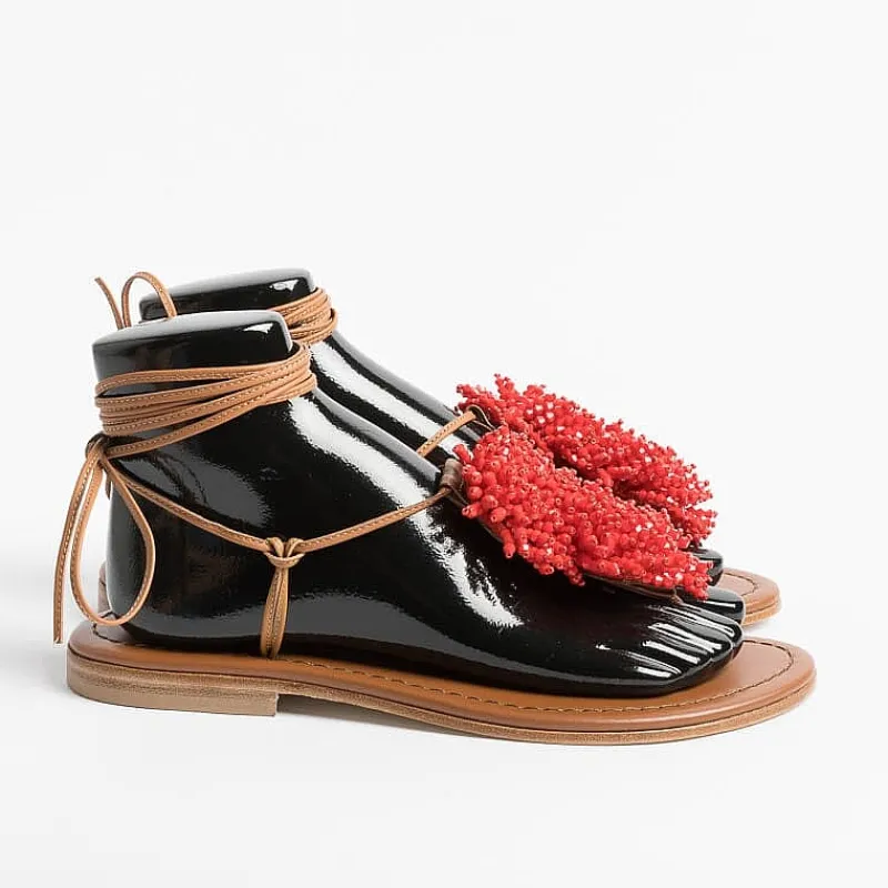 PAOLA FIORENZA - Sandali Bassi Infradito - Ss2346 Cuoio Rosso<Collezione Scarpe Donna Sandali Bassi