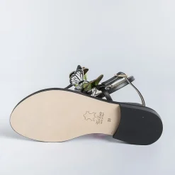 PAOLA FIORENZA - Sandali Bassi Infradito - Fd43 - Nero/Farfalle<Collezione Scarpe Donna Sandali Bassi