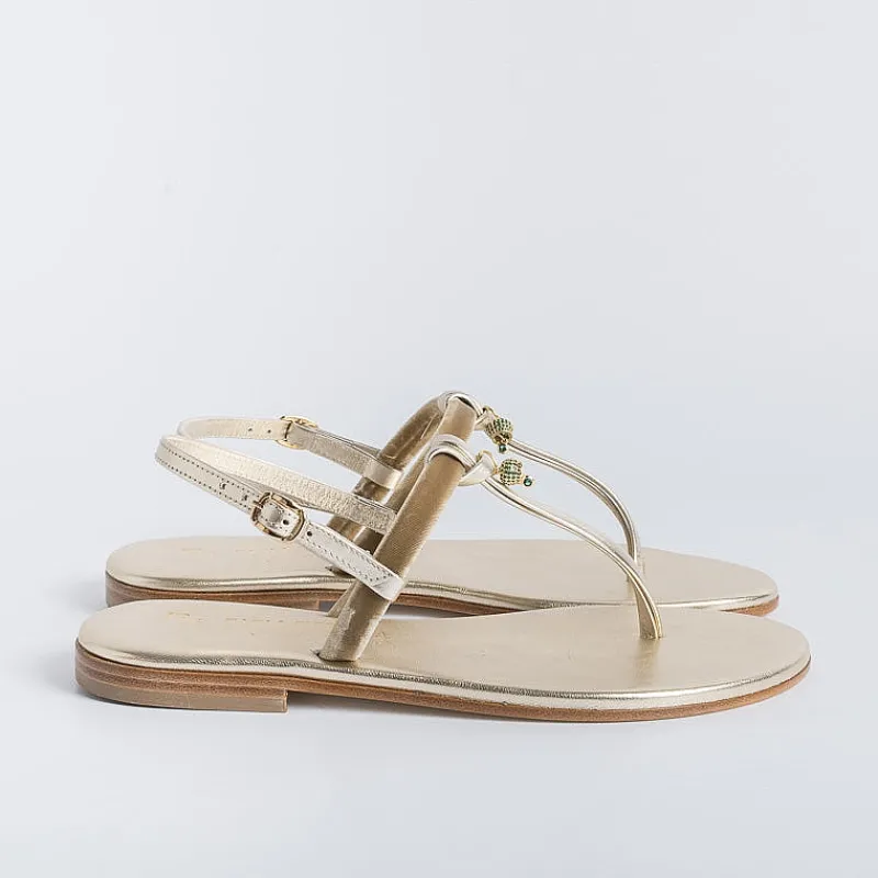 PAOLA FIORENZA - Sandali Bassi Infradito - Bs05 - Platino/Verde<Collezione Scarpe Donna Sandali Bassi