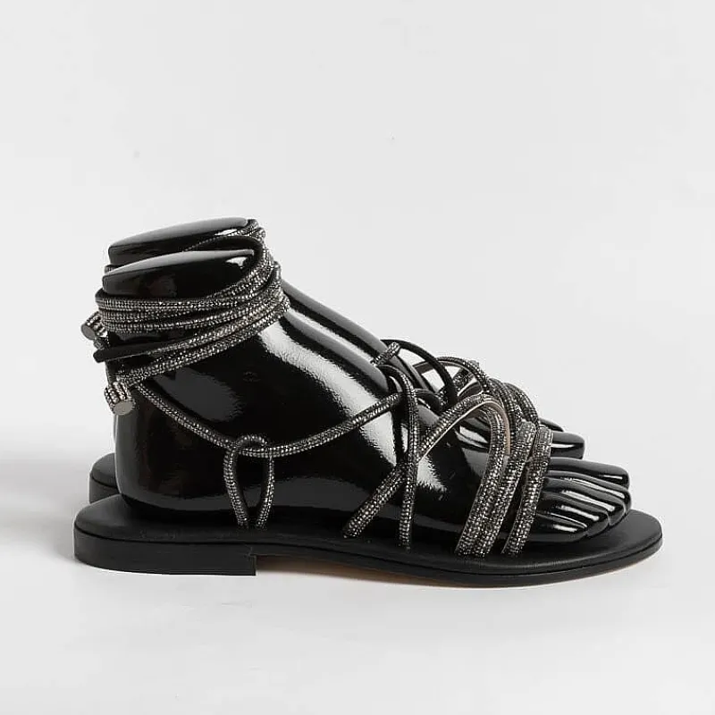 PAOLA FIORENZA - Sandali Bassi- Fd22 - Nero<Collezione Scarpe Donna Sandali Bassi