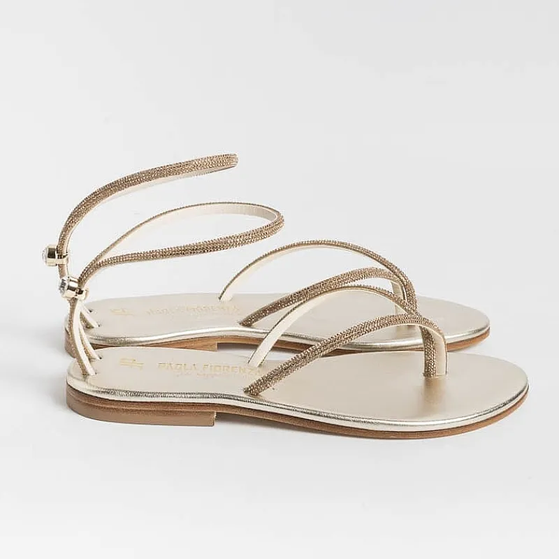 PAOLA FIORENZA - Sandali Bassi Infradito Fd03 - Ambra Platino<Collezione Scarpe Donna Sandali Bassi