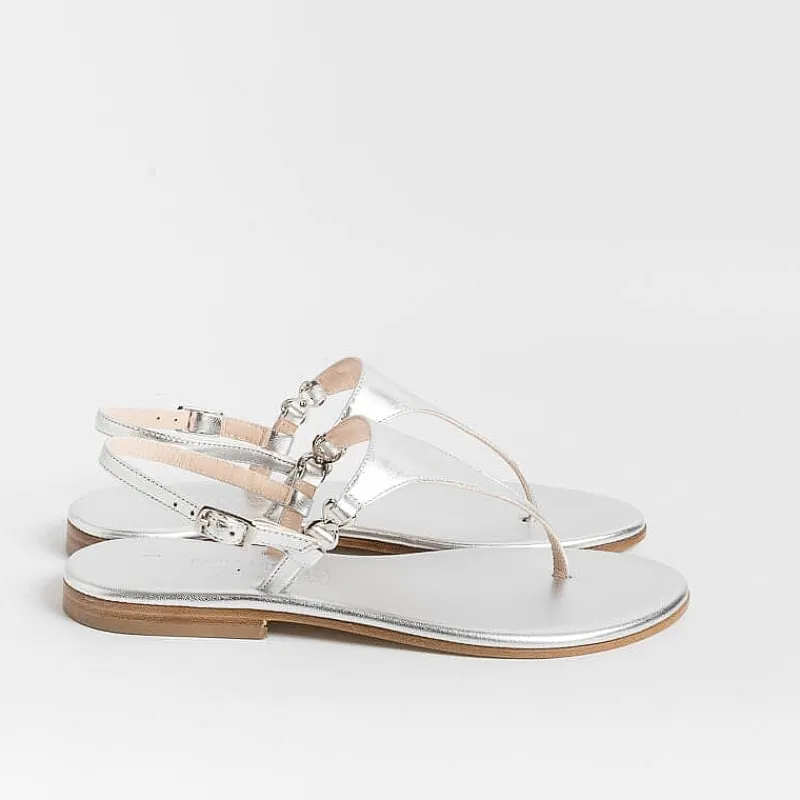 PAOLA FIORENZA - Sandali Bassi Infradito Triangolo - Argento<Collezione Scarpe Donna Infradito