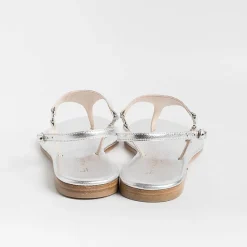 PAOLA FIORENZA - Sandali Bassi Infradito Triangolo - Argento<Collezione Scarpe Donna Infradito